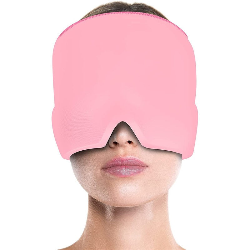 Cold compress head cover eye mask for headache relief, comfortable ice bag, ice pack, ice cap, physical therapy, soothing, retractable gel head mask