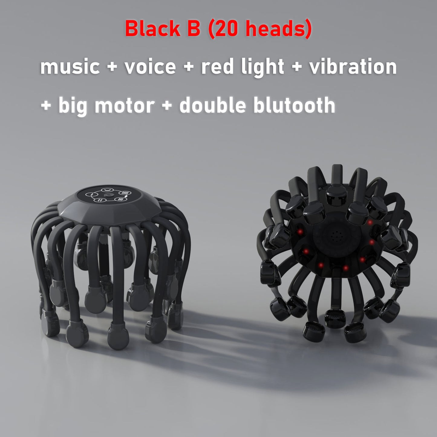20Massage Heads Orange Scalp Head Massager Red Light Therapy Vibrator Octopus Scratcher For Relaxation Stress Migraine