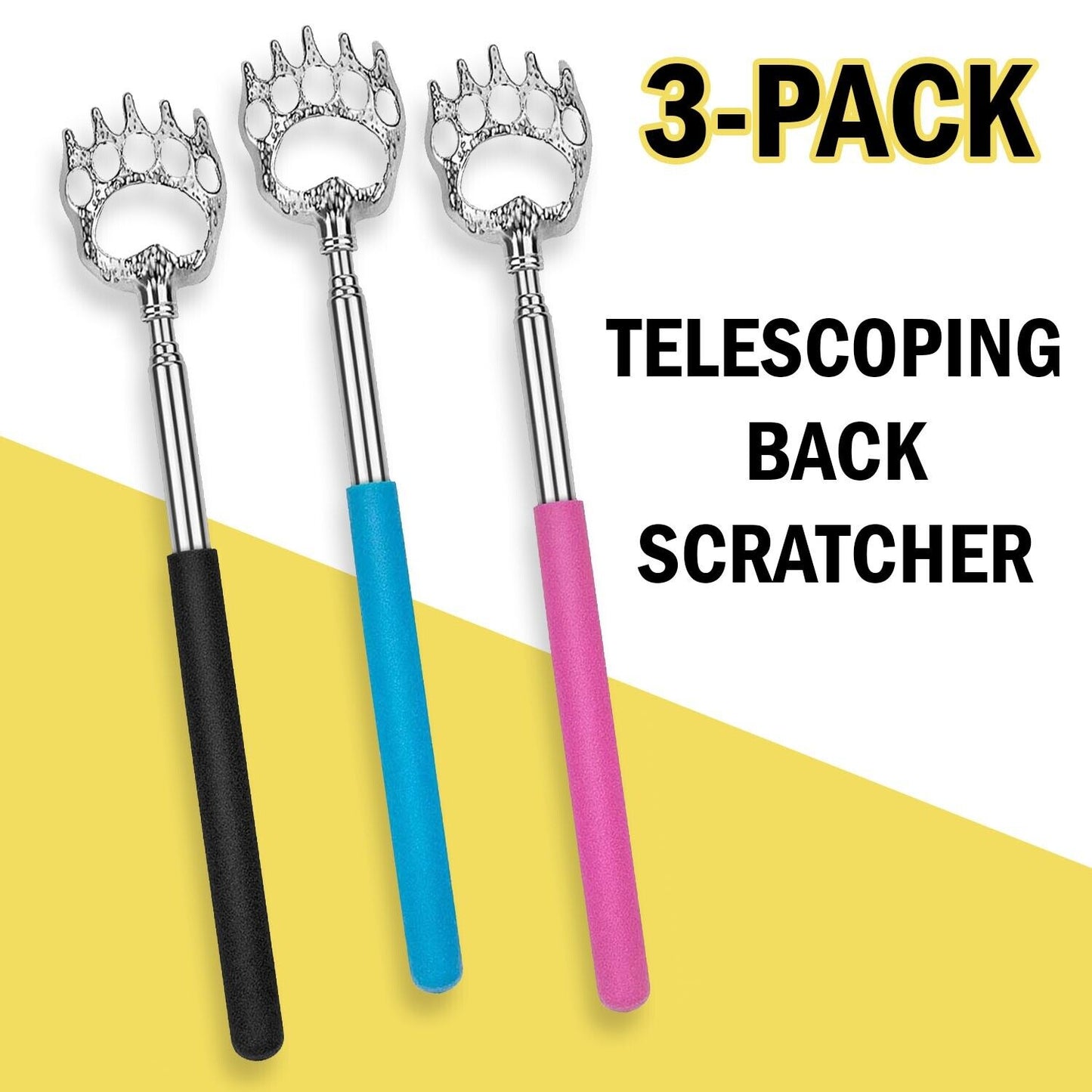 3 Pack Bear Claw Telescopic Metal Extendable Back Scratcher Back Massager Gift