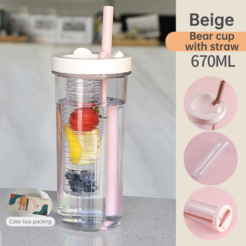 Summer Juice Cup Children's Straw Cup Female Student Plastic Cup Big Belly Water Cup High Beauty and Large Capacity