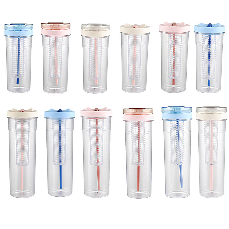 Summer Juice Cup Children's Straw Cup Female Student Plastic Cup Big Belly Water Cup High Beauty and Large Capacity