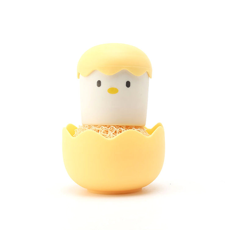 With Handle Nano Cleaning Brush Kitchen Chicken Pot Brush Cartoon Detachable Egg Shell Chicken Does Not Lose Wire Dish Cleaning Ball