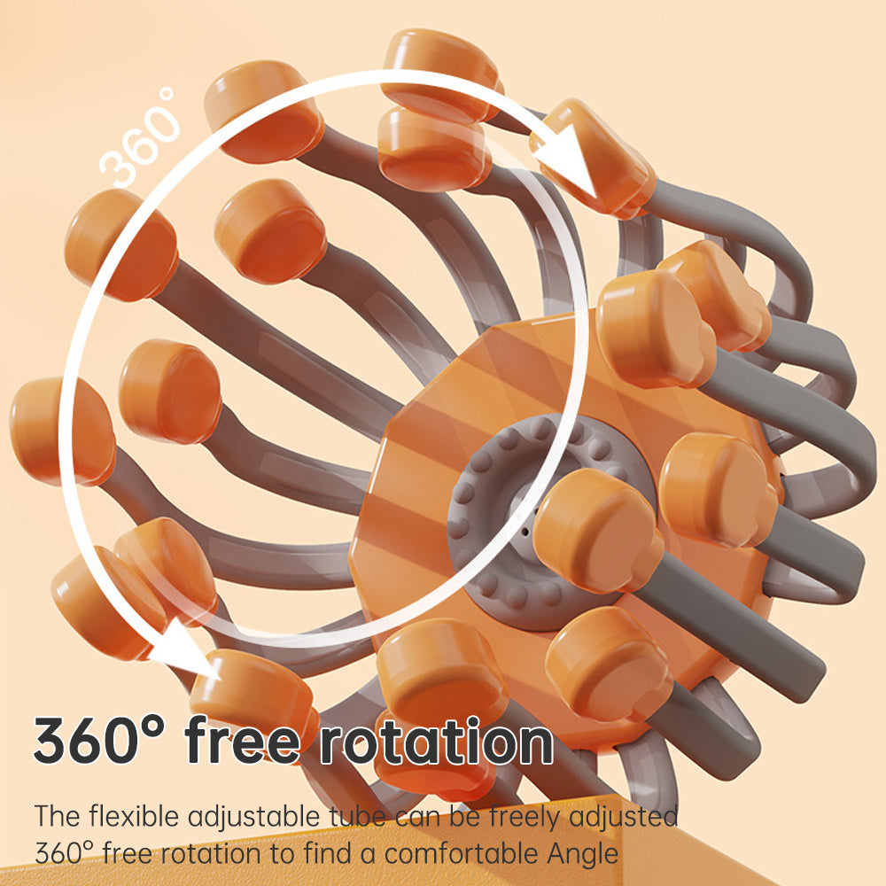 20Massage Heads Orange Scalp Head Massager Red Light Therapy Vibrator Octopus Scratcher For Relaxation Stress Migraine