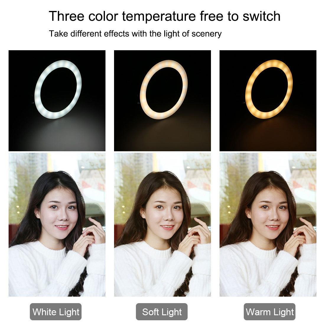 12cm USB 3 Modes Dimmable LED Ring Vlogging Photography Video Lights with Cold Shoe Tripod Ball Head