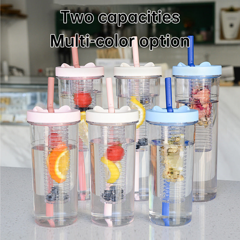 Summer Juice Cup Children's Straw Cup Female Student Plastic Cup Big Belly Water Cup High Beauty and Large Capacity