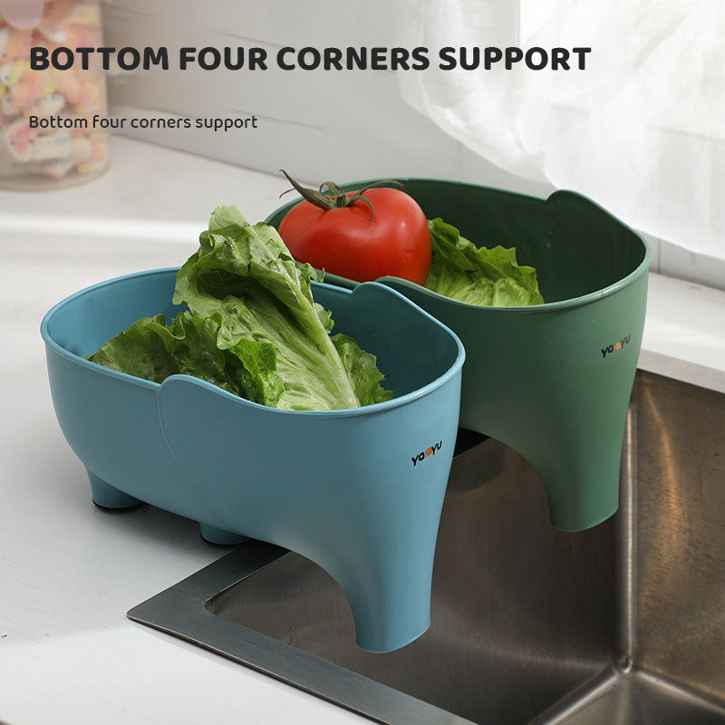 Elephant Drain Basket Multipurpose Kitchen Storage Drain Basket Household Fruit and Vegetable Basket Plastic Drain Basket