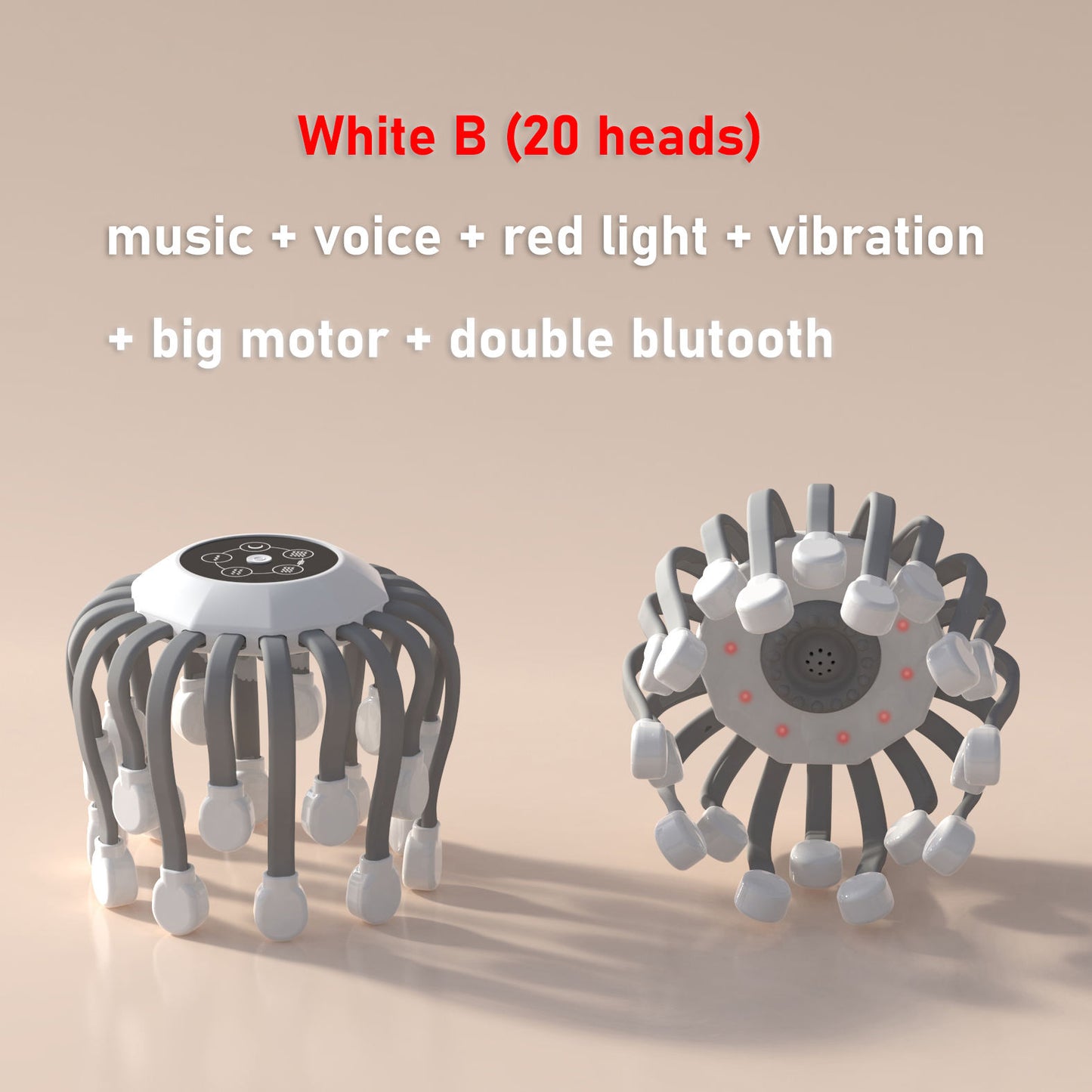 20Massage Heads Orange Scalp Head Massager Red Light Therapy Vibrator Octopus Scratcher For Relaxation Stress Migraine