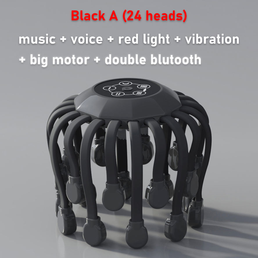 20Massage Heads Orange Scalp Head Massager Red Light Therapy Vibrator Octopus Scratcher For Relaxation Stress Migraine