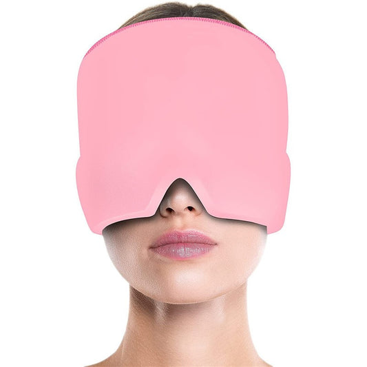 Cold compress head cover eye mask for headache relief, comfortable ice bag, ice pack, ice cap, physical therapy, soothing, retractable gel head mask