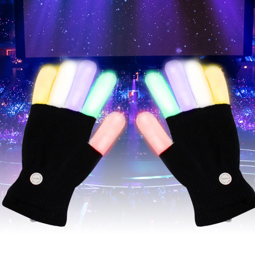 1 pair LED flashing Light glove finger tip lighting