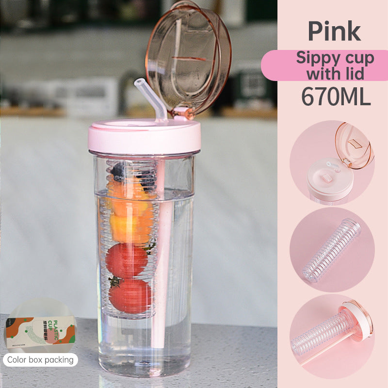 Summer Juice Cup Children's Straw Cup Female Student Plastic Cup Big Belly Water Cup High Beauty and Large Capacity