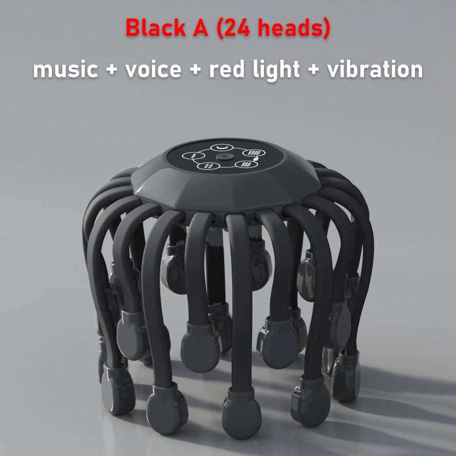 20Massage Heads Orange Scalp Head Massager Red Light Therapy Vibrator Octopus Scratcher For Relaxation Stress Migraine