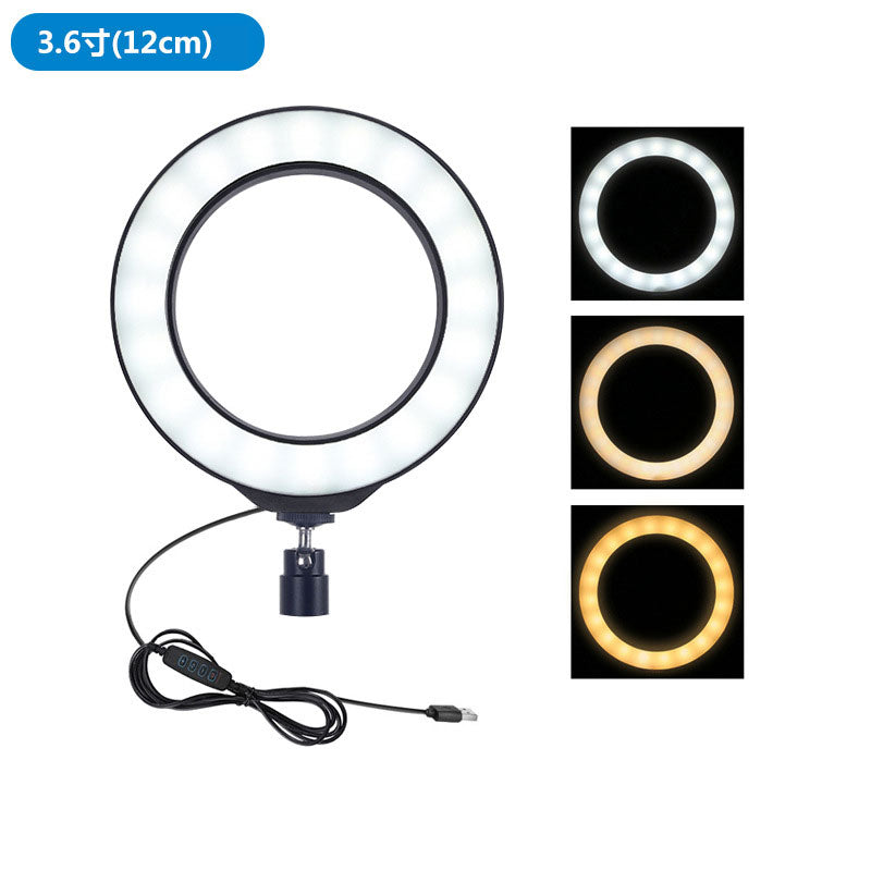 12cm USB 3 Modes Dimmable LED Ring Vlogging Photography Video Lights with Cold Shoe Tripod Ball Head