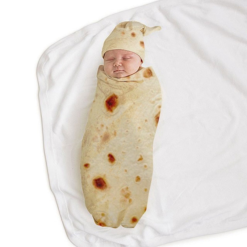 Burrito Baby Blanket Flour Tortilla Swaddle Blanket Sleeping Swaddle Wrap Hat