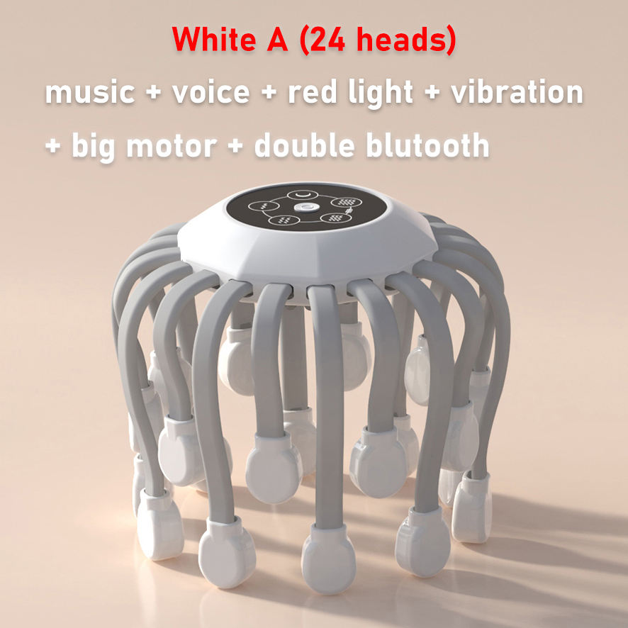 20Massage Heads Orange Scalp Head Massager Red Light Therapy Vibrator Octopus Scratcher For Relaxation Stress Migraine
