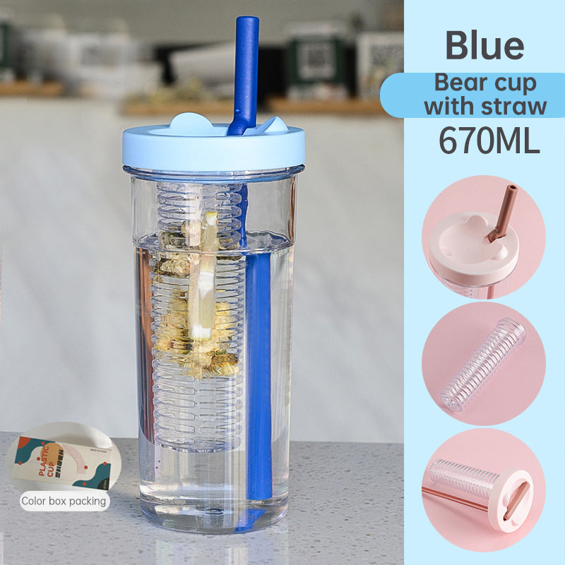 Summer Juice Cup Children's Straw Cup Female Student Plastic Cup Big Belly Water Cup High Beauty and Large Capacity