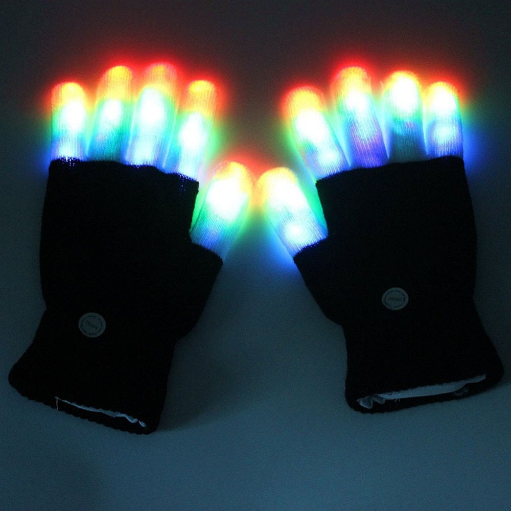 1 pair LED flashing Light glove finger tip lighting