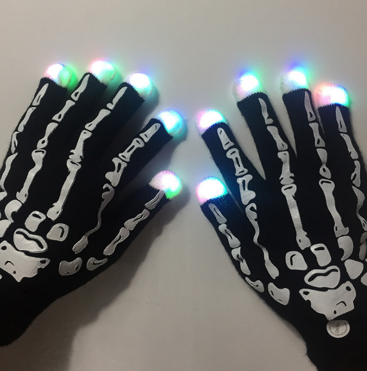 1 pair LED flashing Light glove finger tip lighting