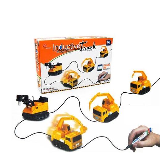 Engineering Vehicles Mini Magic Toy Truck Children's Inductive Truck Toys Figure Tank Car Pen Draw Lines Induction Rail Car