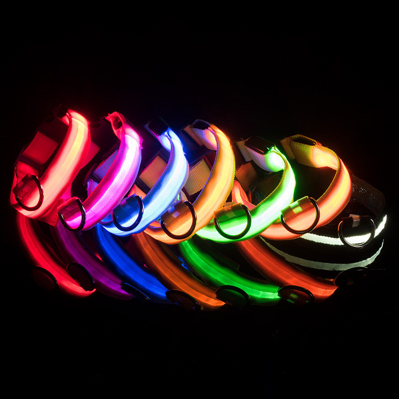 New Pet Led Cat Collar Waterproof Usb Rechargeable Nylon Flashing Light Up Led Dog Collar