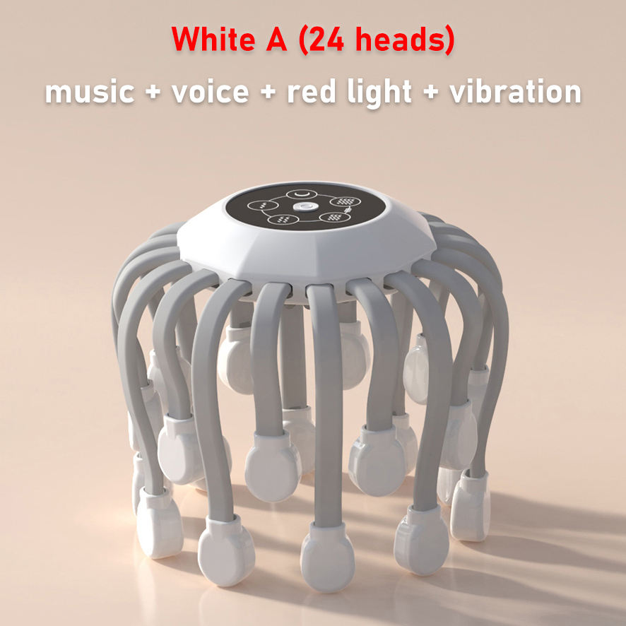 20Massage Heads Orange Scalp Head Massager Red Light Therapy Vibrator Octopus Scratcher For Relaxation Stress Migraine