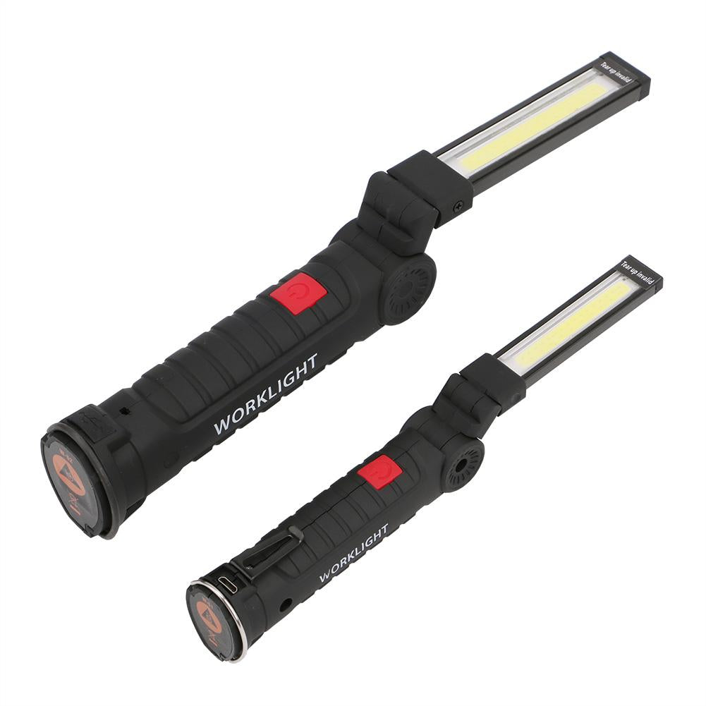 COB LED Multifunction Flashlight Hand Torch With Magnet Hook Built-in Battery