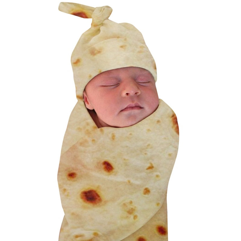 Burrito Baby Blanket Flour Tortilla Swaddle Blanket Sleeping Swaddle Wrap Hat