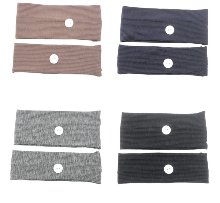 2Pcs Hair Band Button Headband Facemask Holder Wearing Mask Protect Ears Sports Quick Dry Sweat Headband for Adults