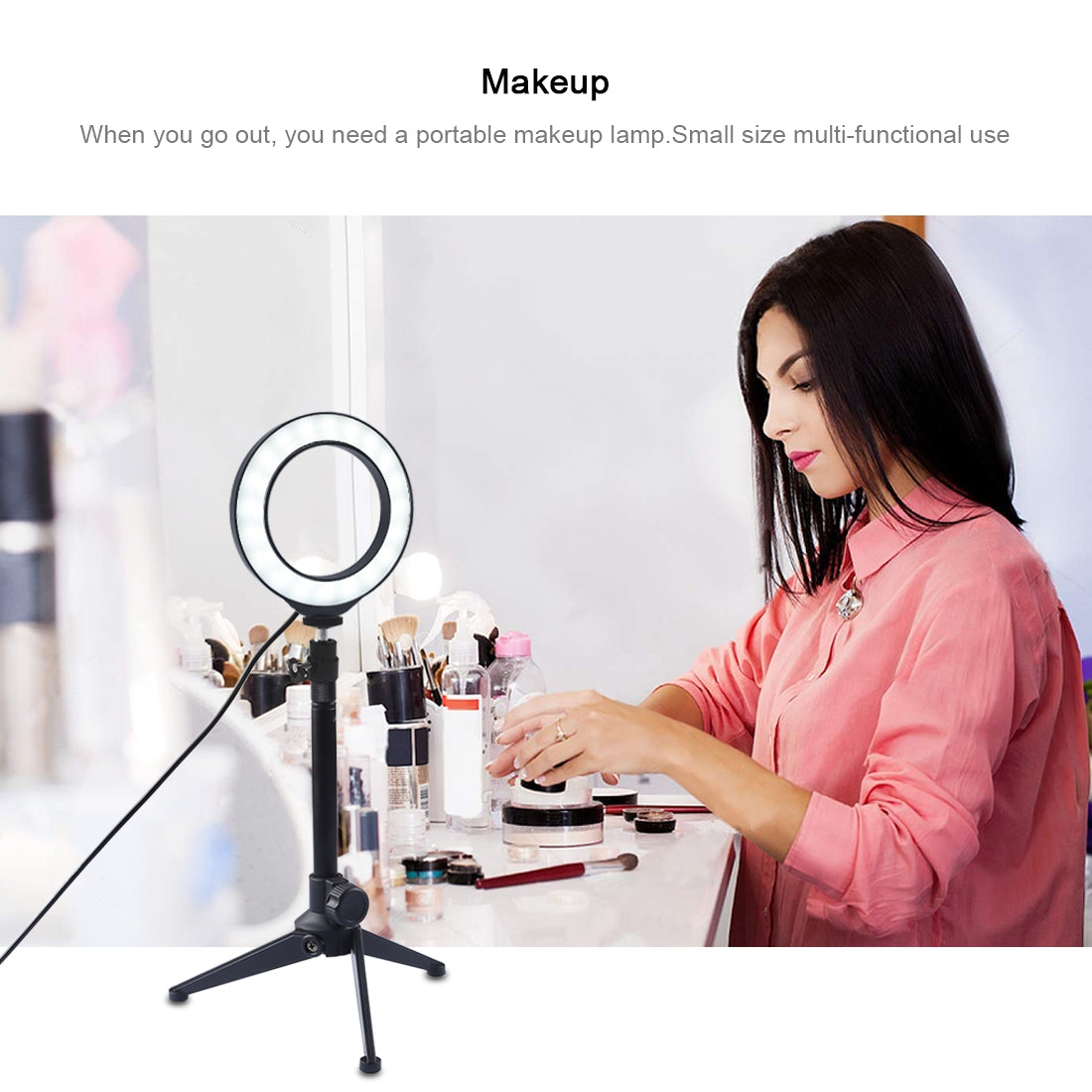 12cm USB 3 Modes Dimmable LED Ring Vlogging Photography Video Lights with Cold Shoe Tripod Ball Head