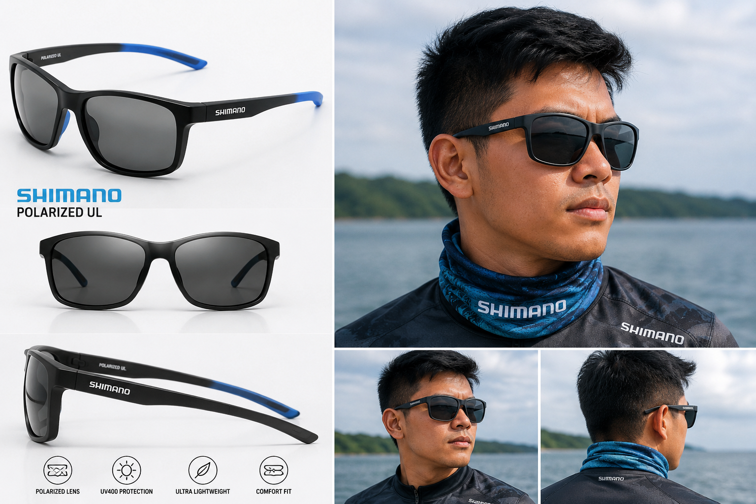 Shimano™ Polarized UL Fishing Sunglasses – Lightweight UV Protection Glasses