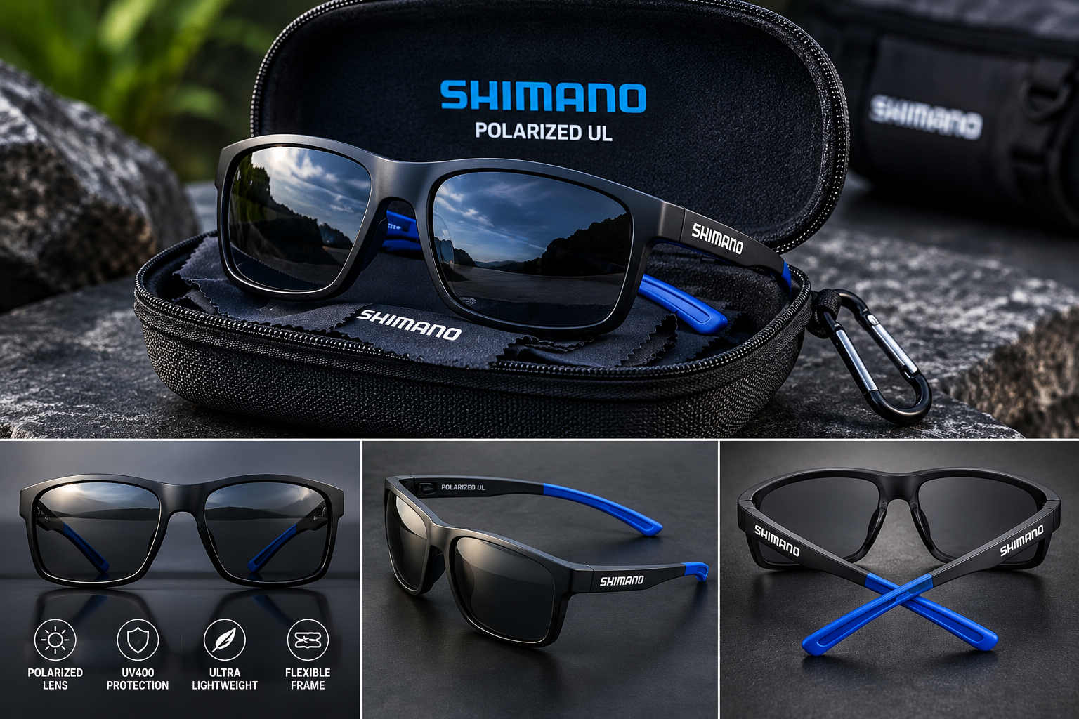 Shimano™ Polarized UL Fishing Sunglasses – Lightweight UV Protection Glasses