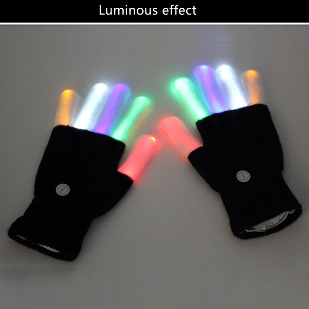 1 pair LED flashing Light glove finger tip lighting