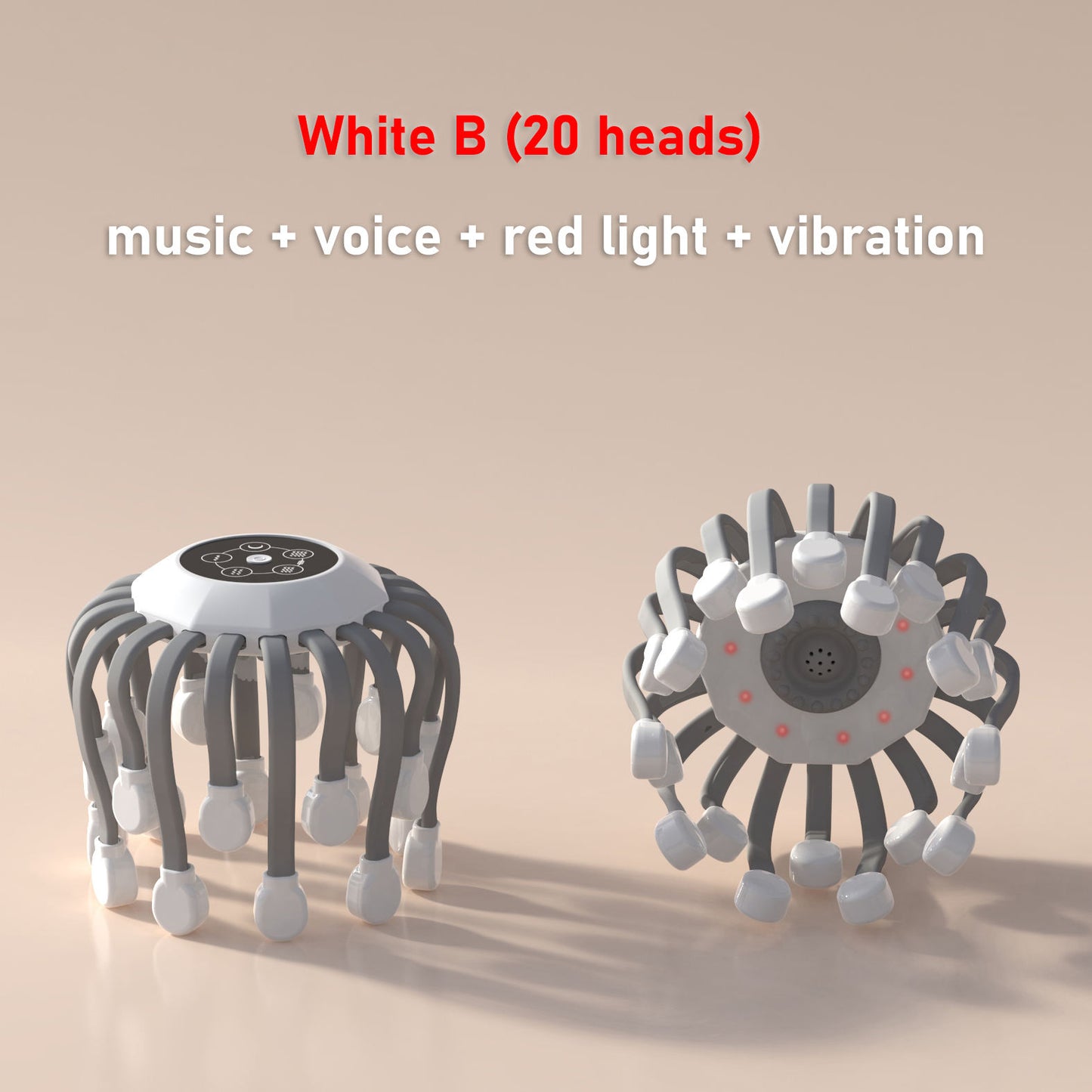 20Massage Heads Orange Scalp Head Massager Red Light Therapy Vibrator Octopus Scratcher For Relaxation Stress Migraine