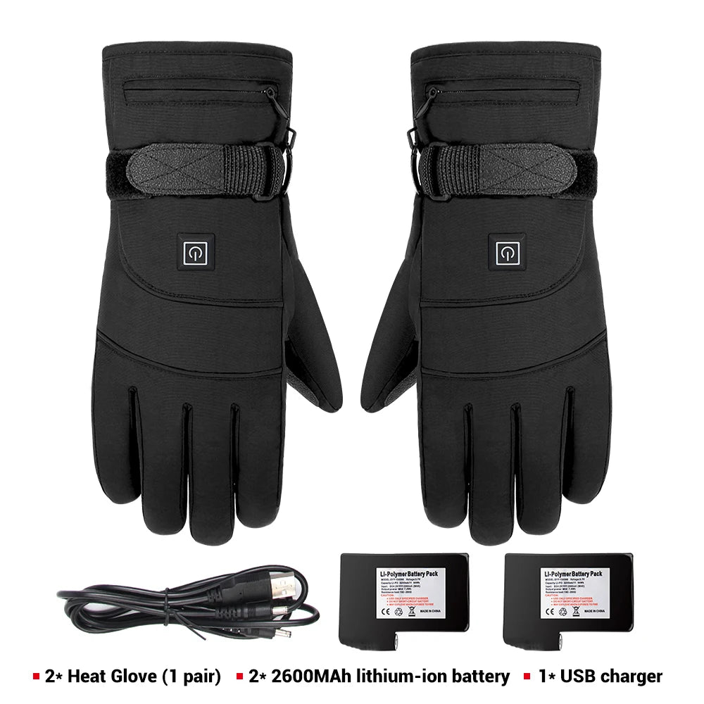 Motorcycle Gloves Waterproof Heated Guantes Moto Touch Screen Battery Powered Motorbike Racing Riding Gloves