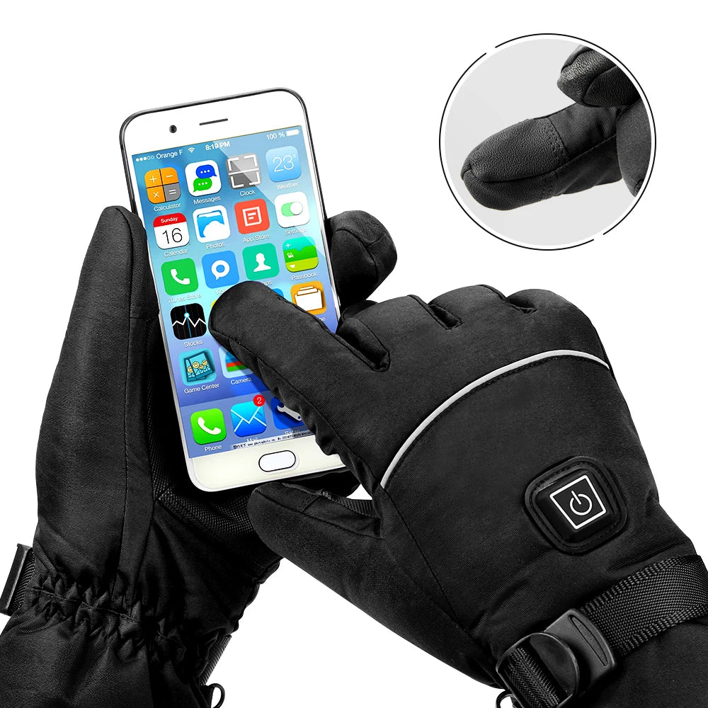 Motorcycle Gloves Waterproof Heated Guantes Moto Touch Screen Battery Powered Motorbike Racing Riding Gloves