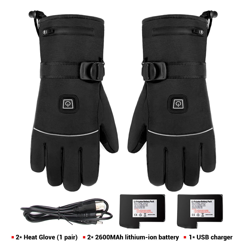 Motorcycle Gloves Waterproof Heated Guantes Moto Touch Screen Battery Powered Motorbike Racing Riding Gloves